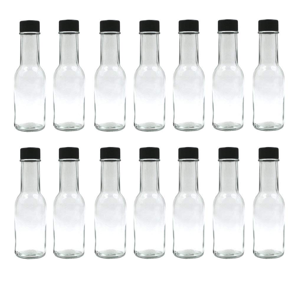 GETPUNA U Pack 100ml woozy bottle with black lids and reducer for hot sauce use