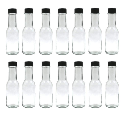 GETPUNA U Pack 100ml woozy bottle with black lids and reducer for hot sauce use