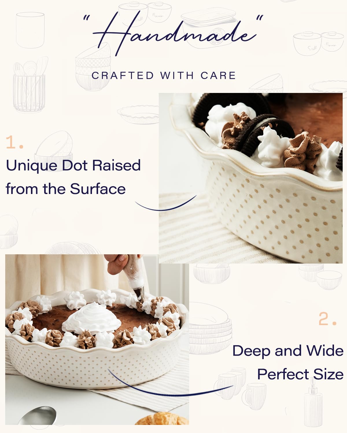 Getstar ceramic pie pan oven-safe dish for reliable baking at high temperatures.