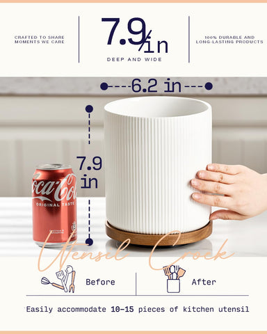 Getstar extra-large ceramic utensil crock keeps utensils organized and accessible