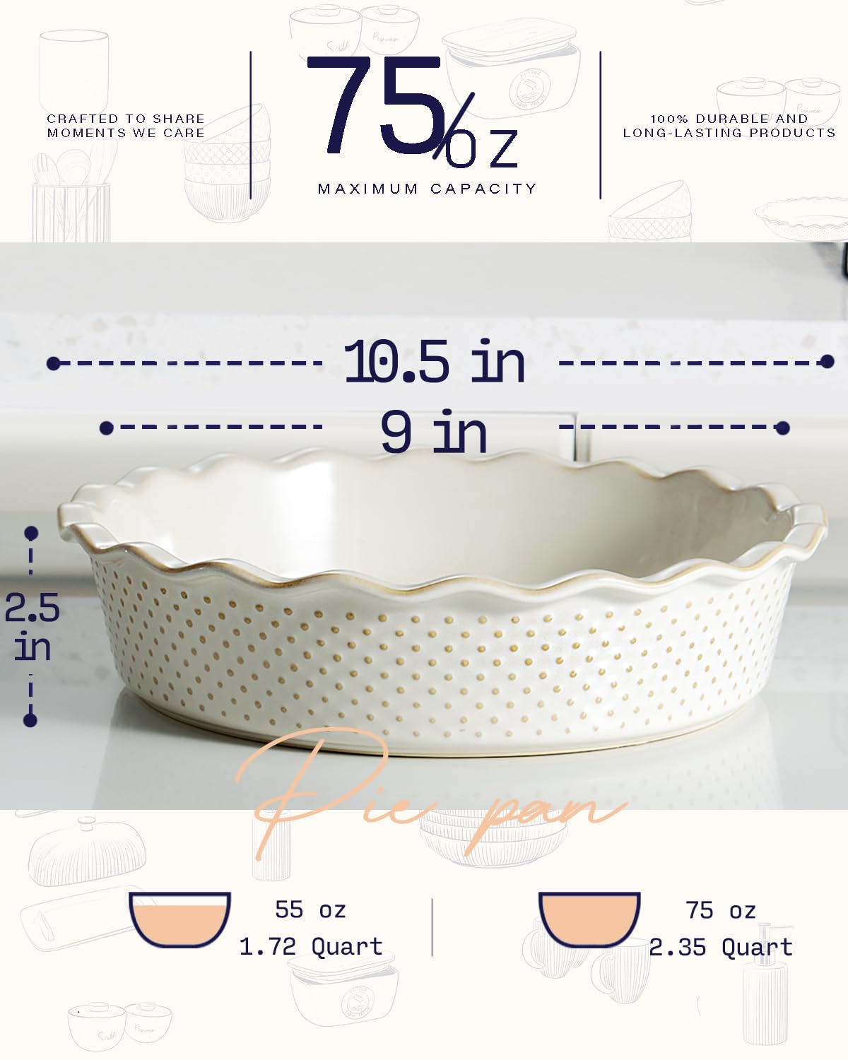Getstar farmhouse decor pie pan elevates table presentation when serving directly.