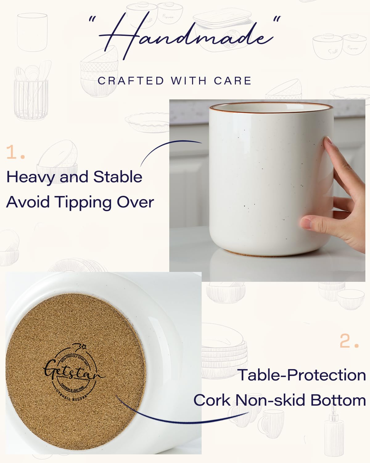 Getstar ceramic holder stays steady on the counter.