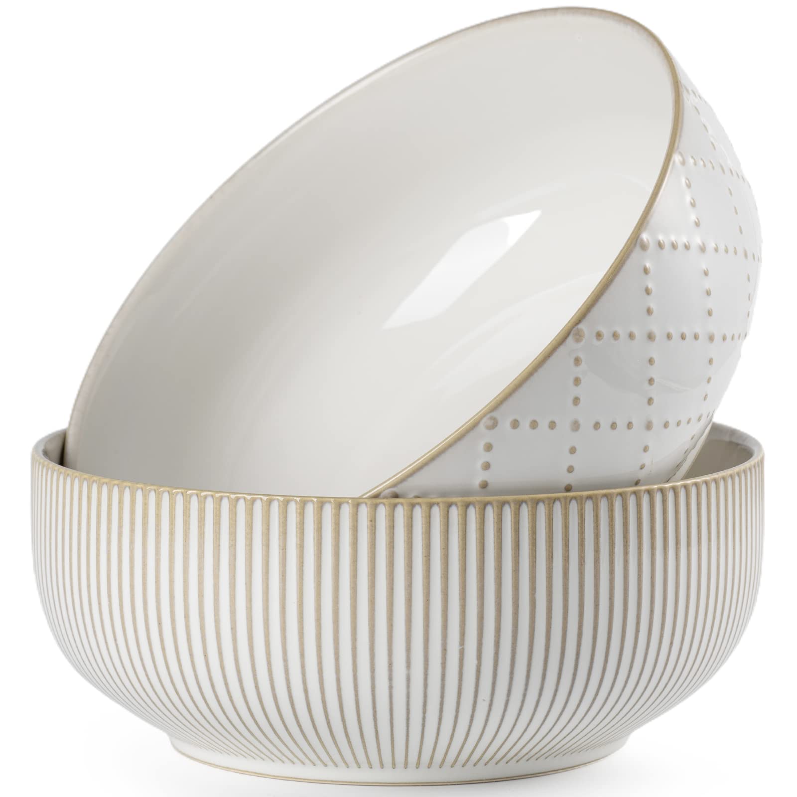 Getstar large serving bowls with embossed checks, ideal for salads and sharing at gatherings.