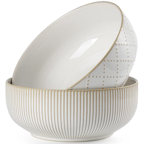 Getstar large serving bowls with embossed checks, ideal for salads and sharing at gatherings.