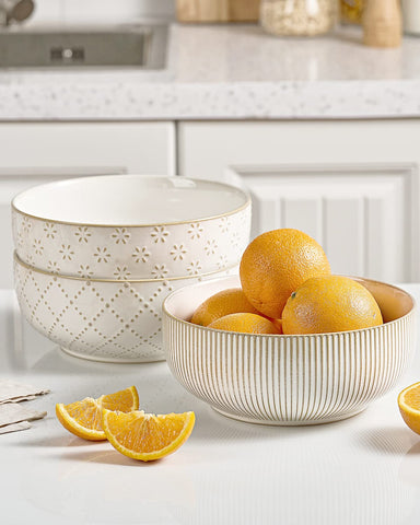 Getstar set of 2 bowls on table highlighting farmhouse decor and versatile serving.
