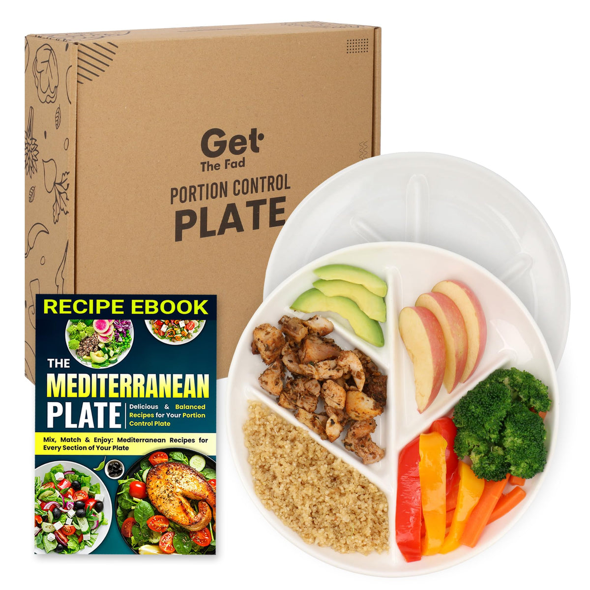 GetTheFad portion-control plate with five compartments promotes mindful meals.