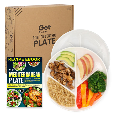 GetTheFad portion-control plate with five compartments promotes mindful meals.