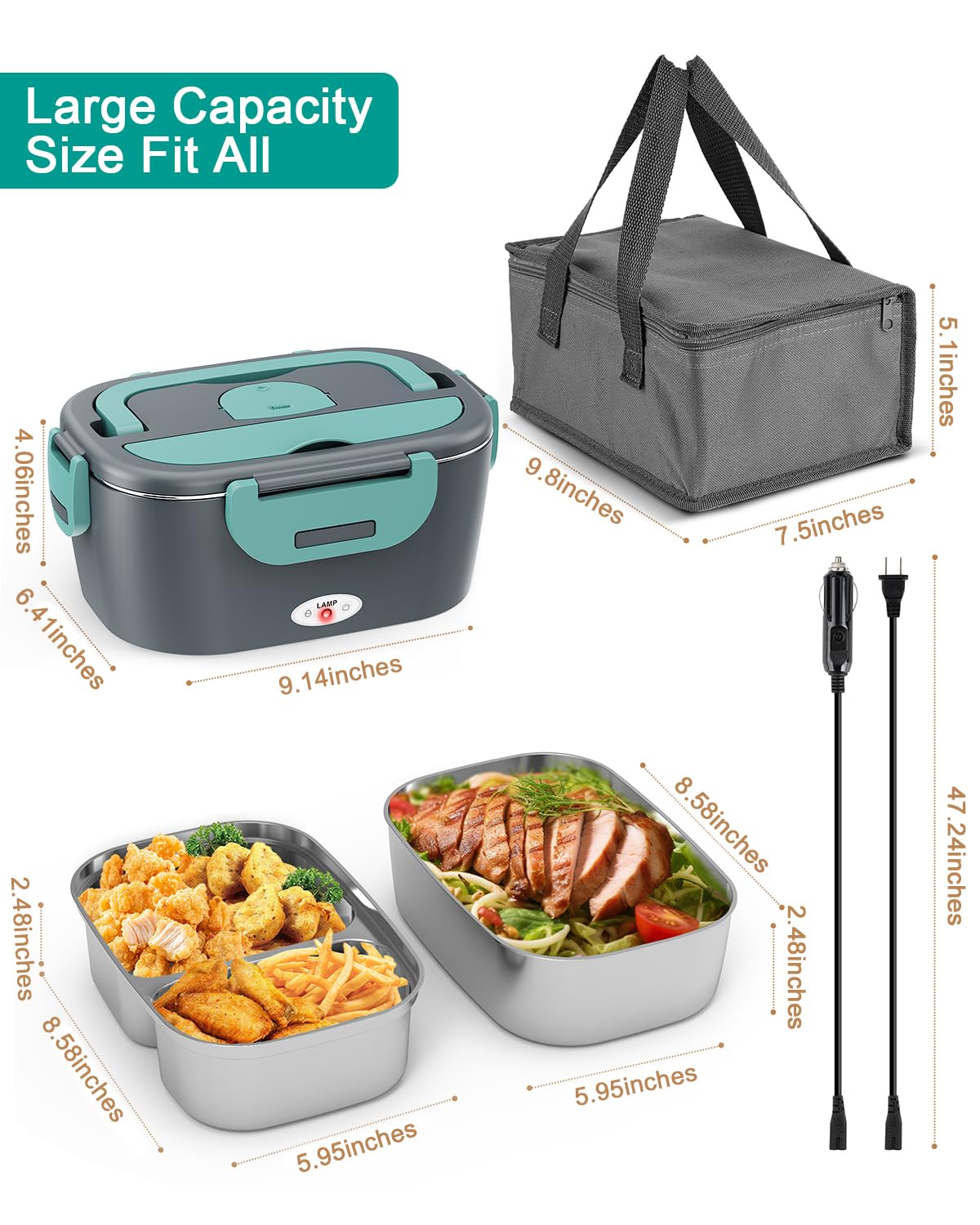 Geveniss compact lunch box fits in bags and desks.