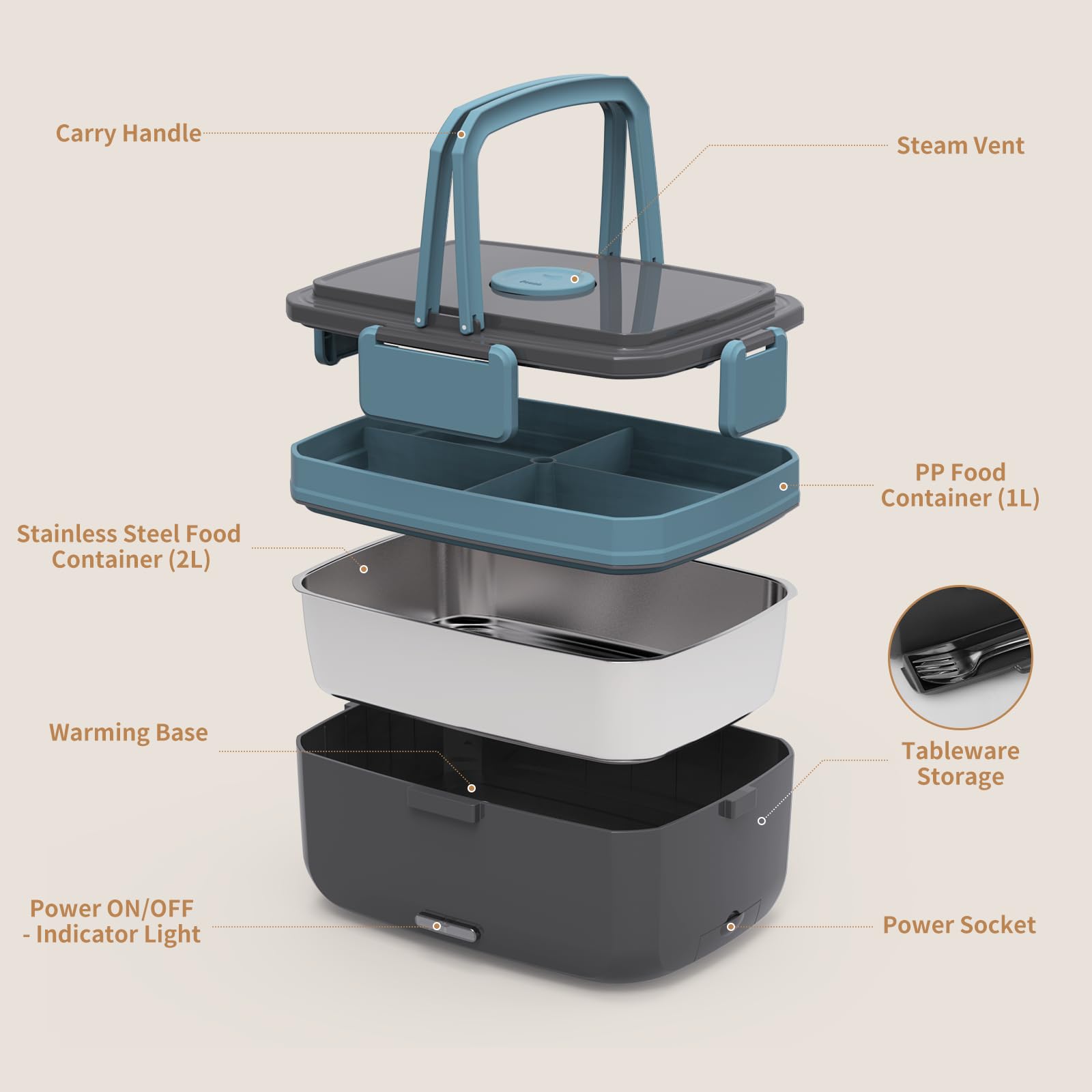 Geveniss lunch box with utensils and insulated carry bag for busy days