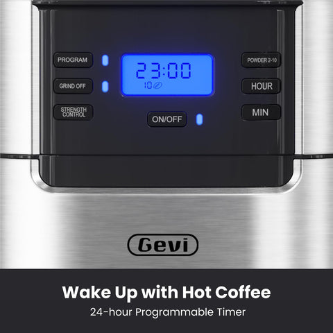 Gevi coffee pot on warming plate staying hot for guests.