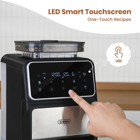 Gevi built-in burr grinder close-up showing grinding chamber