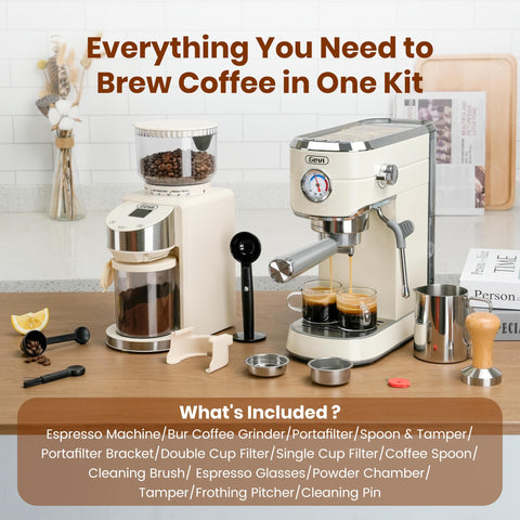 Gevi burr grinder with 35 settings for precise brewing at home