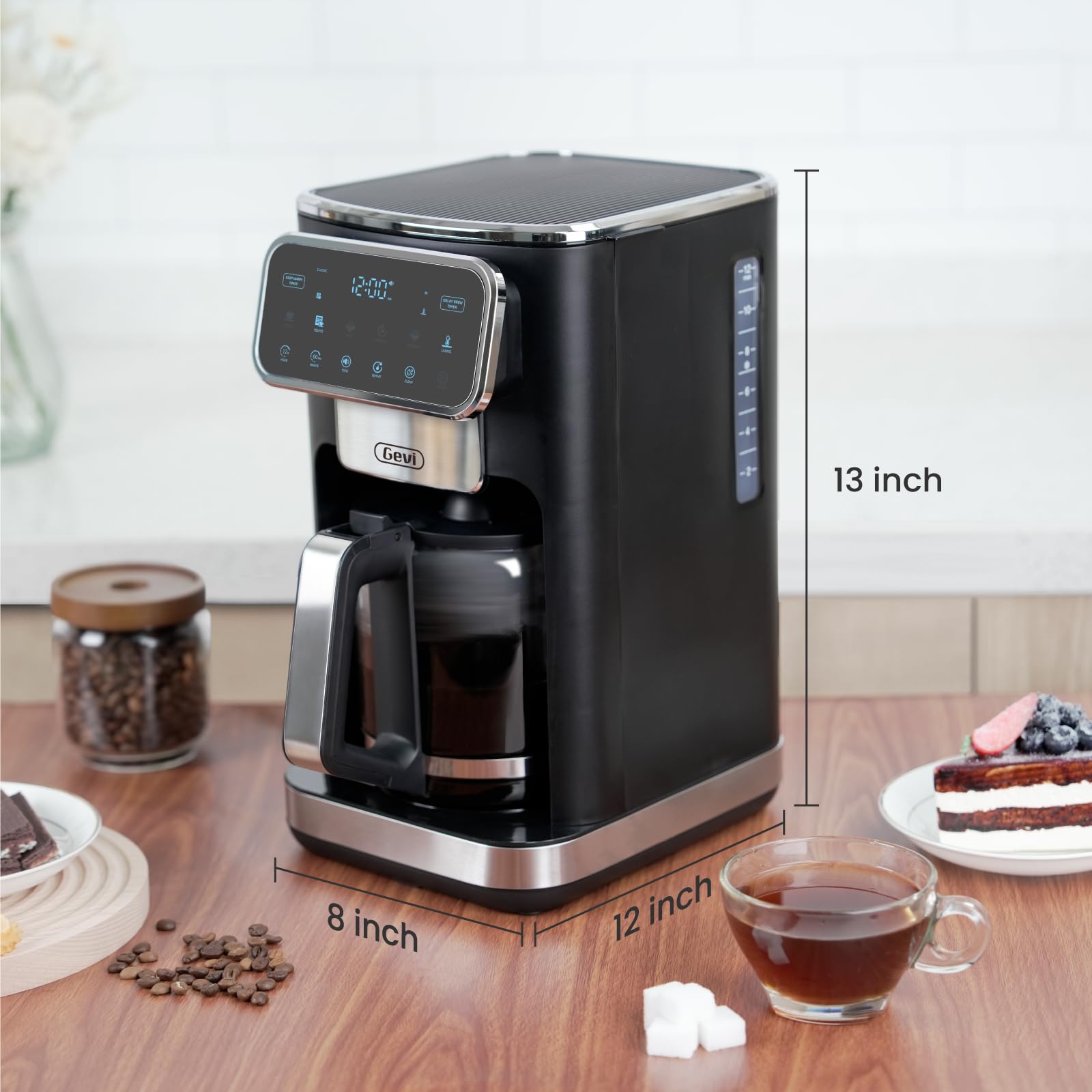 Gevi keep-warm timer lets you enjoy coffee later without reheating.