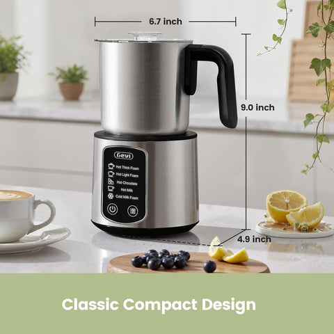 Gevi large-capacity frother heats milk for multiple servings