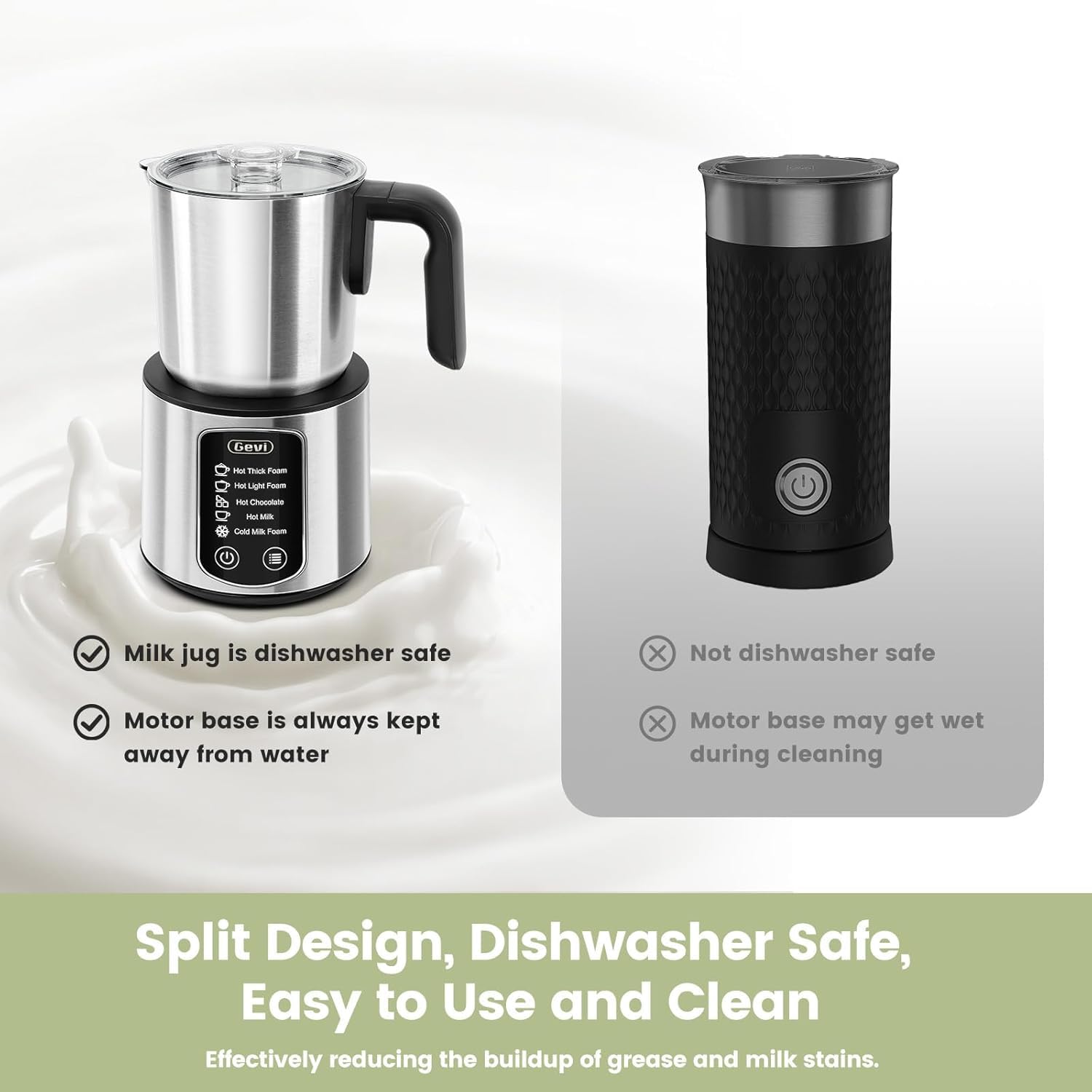 Gevi temperature-controlled frother preserves smooth milk texture