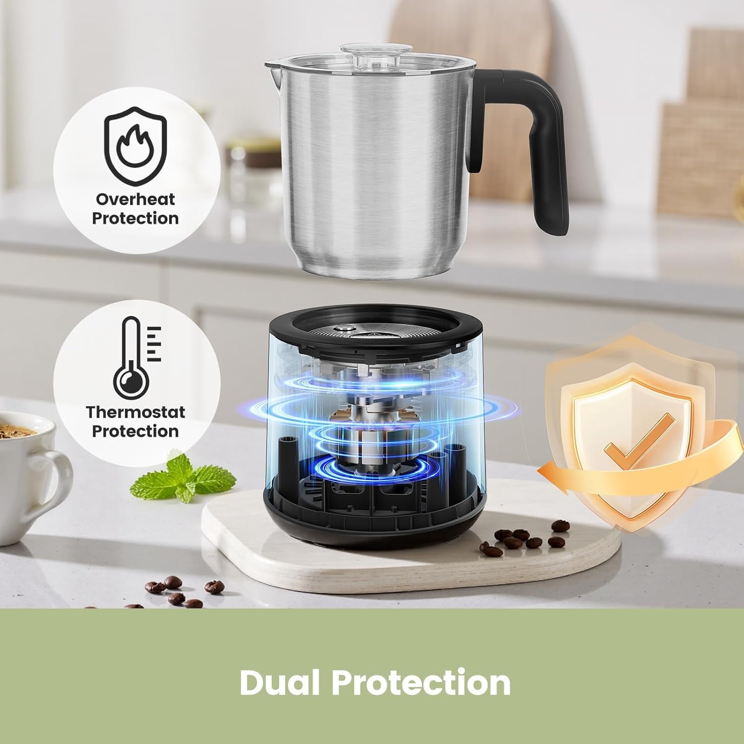 Gevi automatic triple-protection system for safe frothing