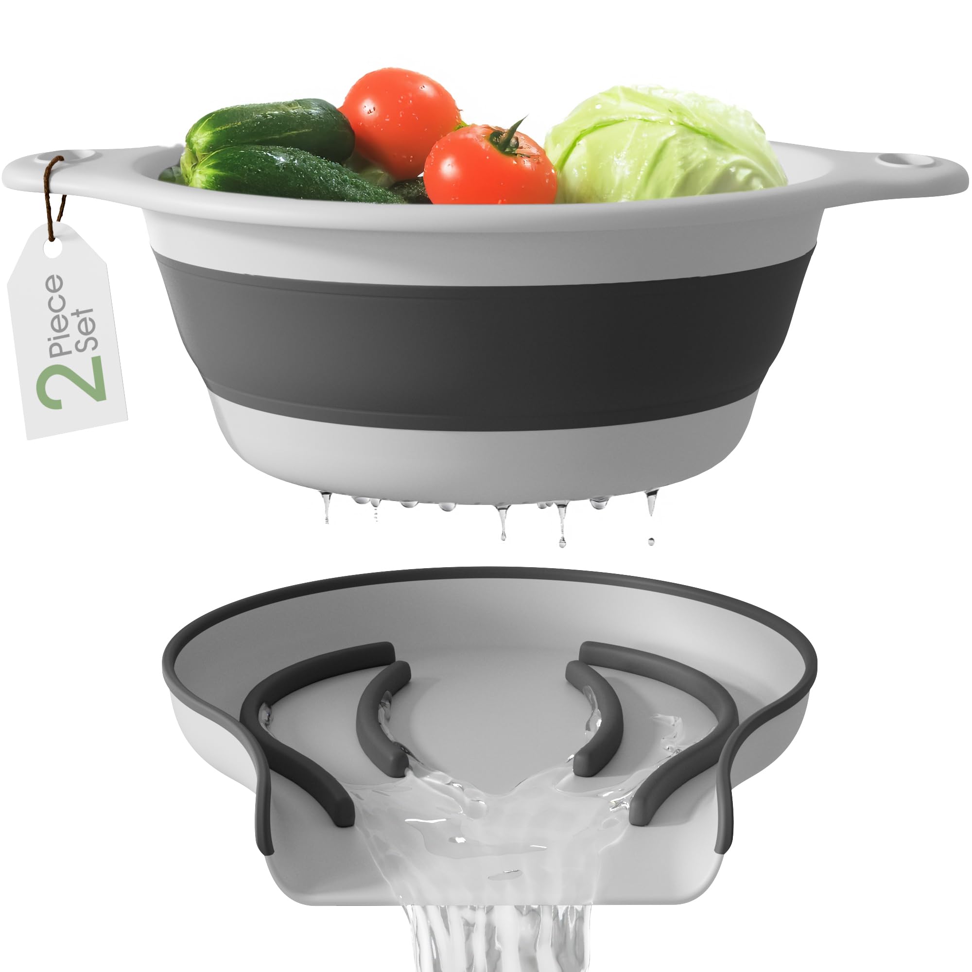 Gevoli Collapsible Colander assembled for quick rinsing and mess-free draining.
