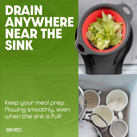 Gevoli large 13.5x11.5 inch colander for large batches.