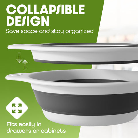Gevoli colander with self-draining base channels water into the sink.