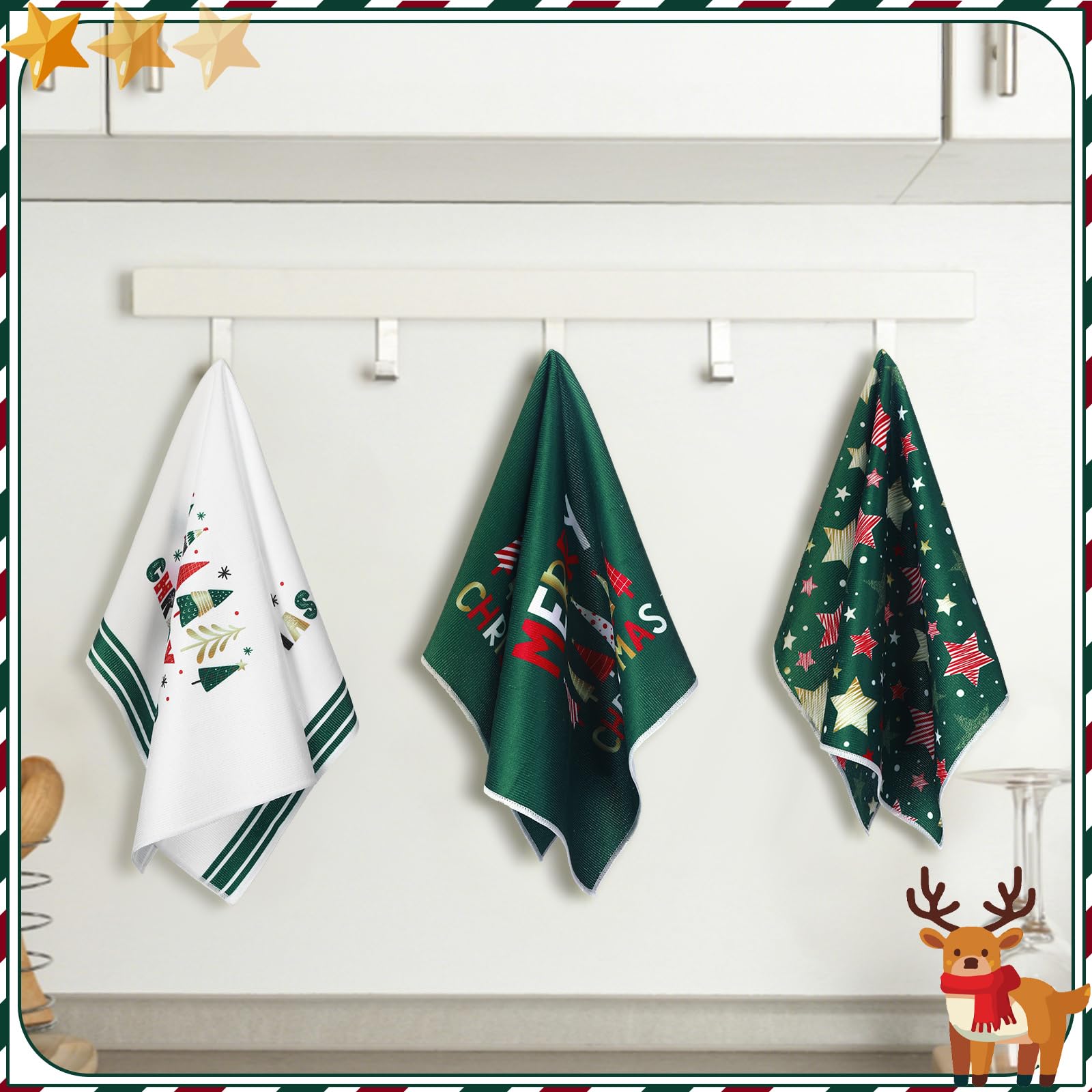 Geyoga elk motif towel offers warm holiday vibes and practical drying
