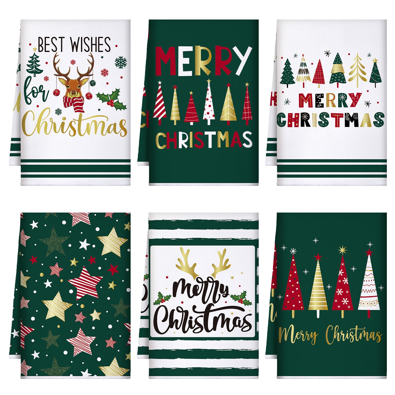 Geyoga Santa pattern towel for festive kitchen decor and quick drying