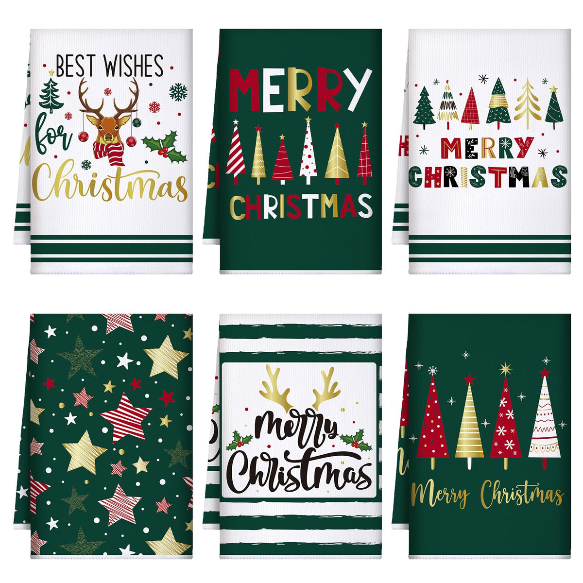 Geyoga Santa pattern towel for festive kitchen decor and quick drying