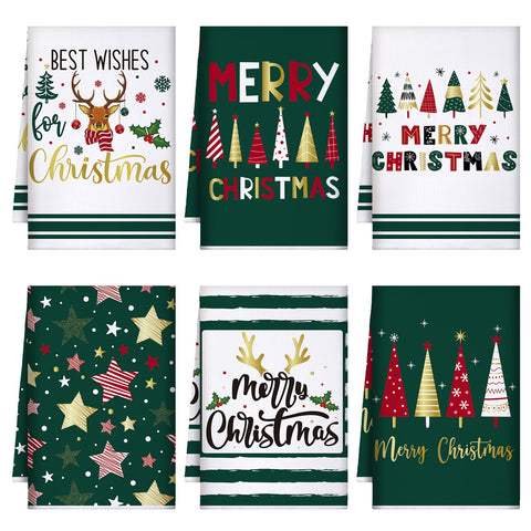 Geyoga Santa pattern towel for festive kitchen decor and quick drying