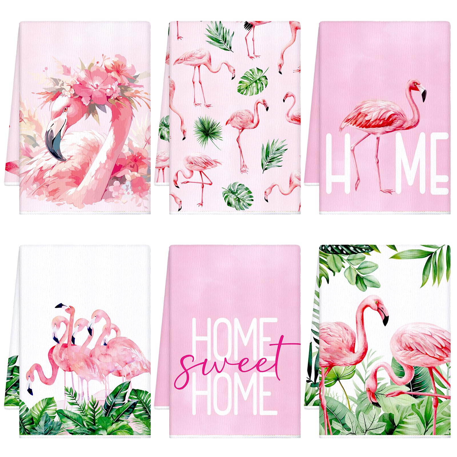 Geyoga flamingo dish towel in pink, absorbs spills while brightening spring kitchen decor