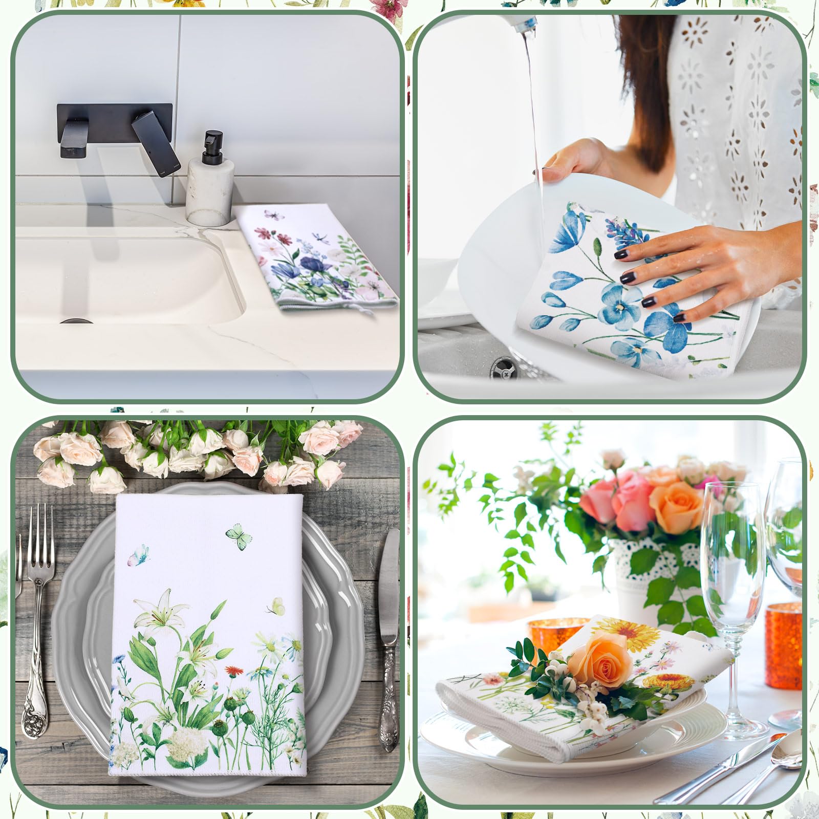 Geyoga sunflower and daisy prints brighten the kitchen while drying dishes.