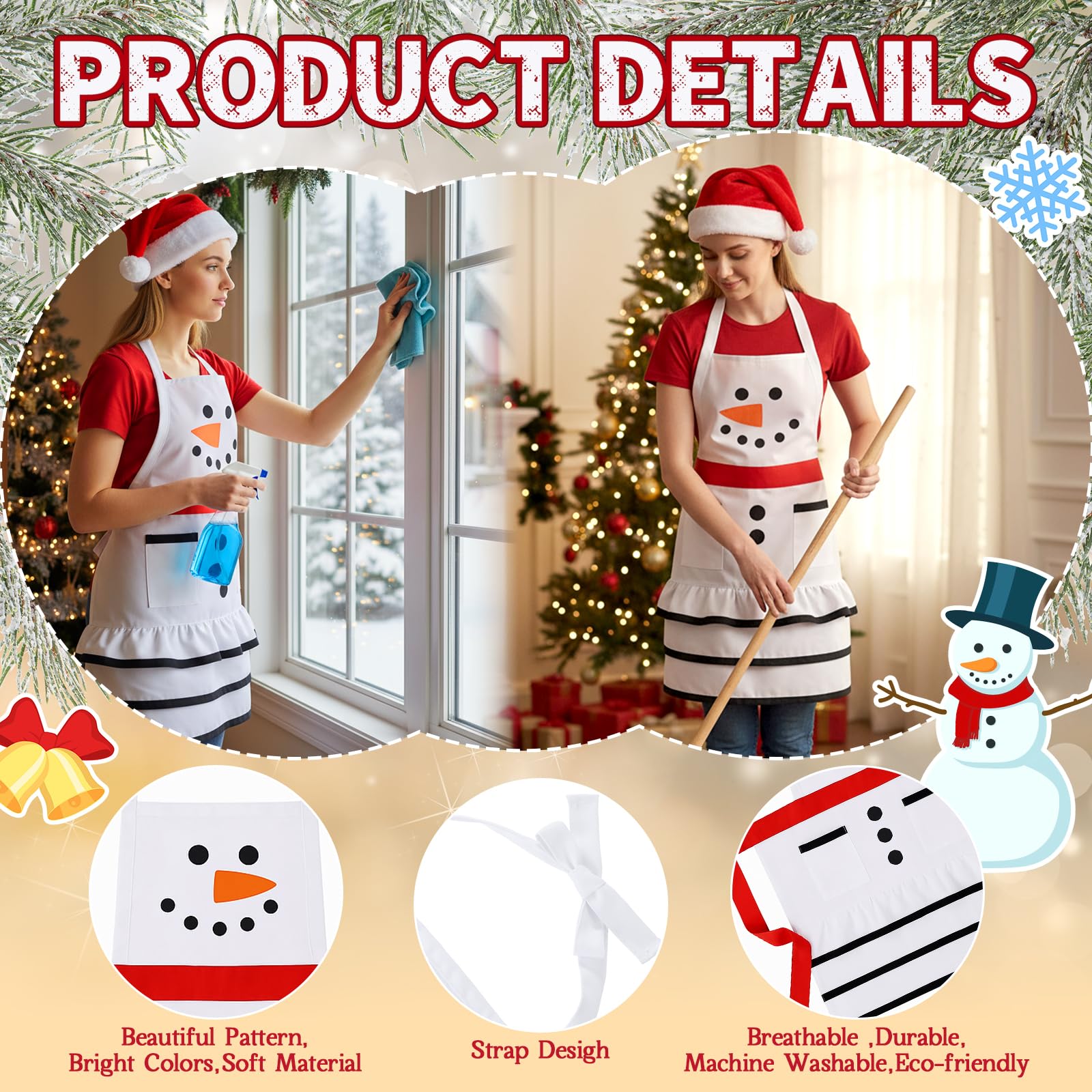 Geyoga Santa design apron adds holiday style while protecting clothing during meal prep