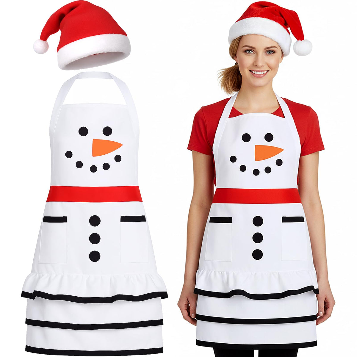 Geyoga snowman design apron for festive cooking and easy cleanup