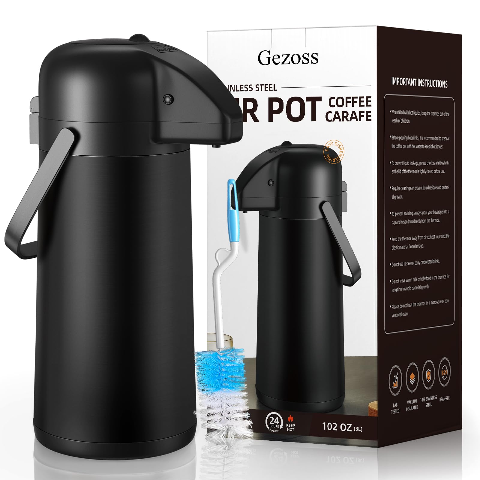 Gezoss black finish adds a durable, party-friendly look.