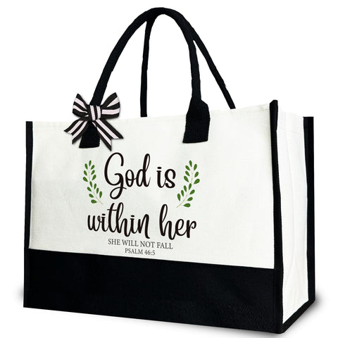 Gezred God within Her Bible Verse Tote Bag – inspirational daily carry for church and worship.