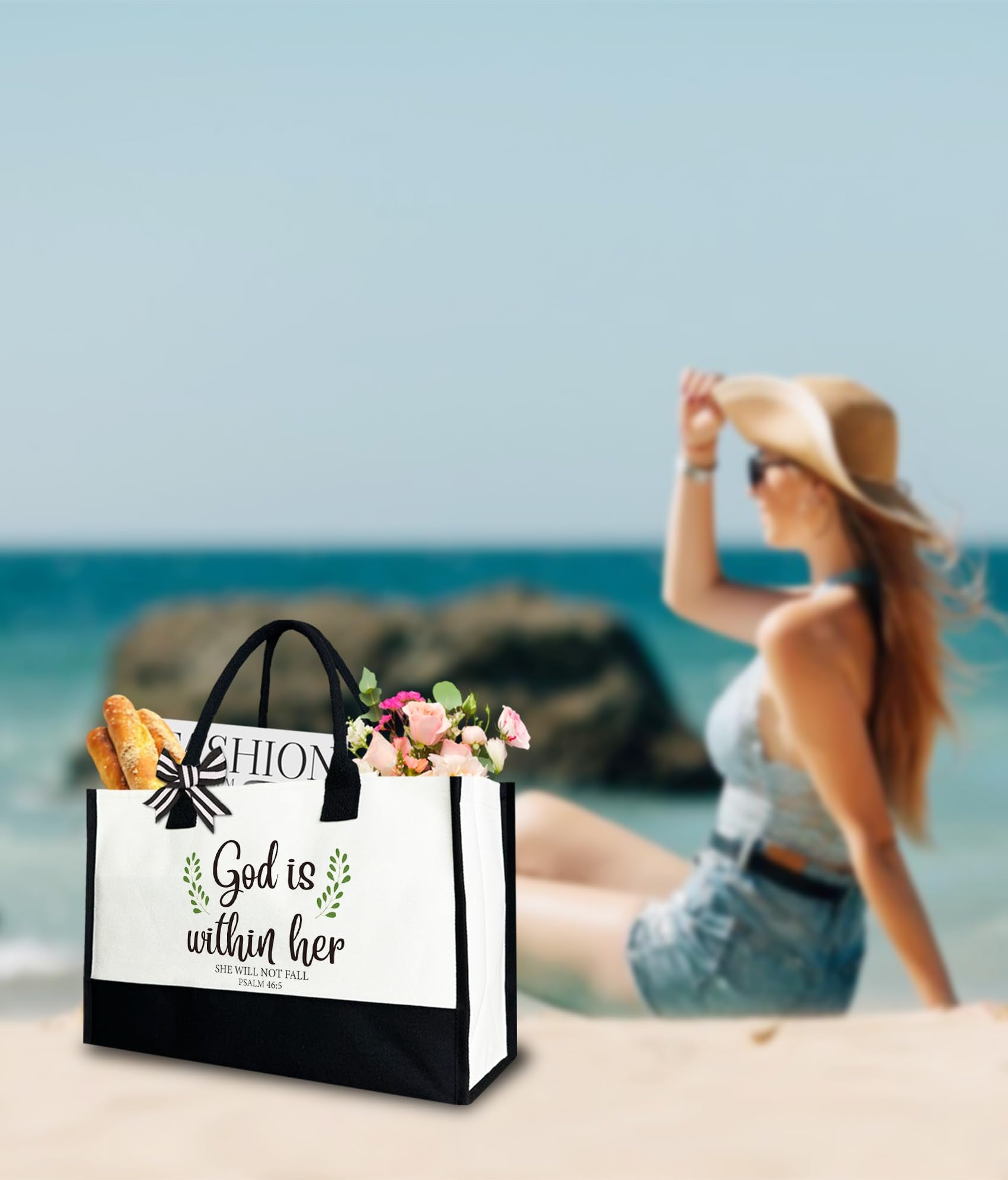 Gezred Inspirational Christian Canvas Tote – sturdy, large-capacity carry for books and essentials.
