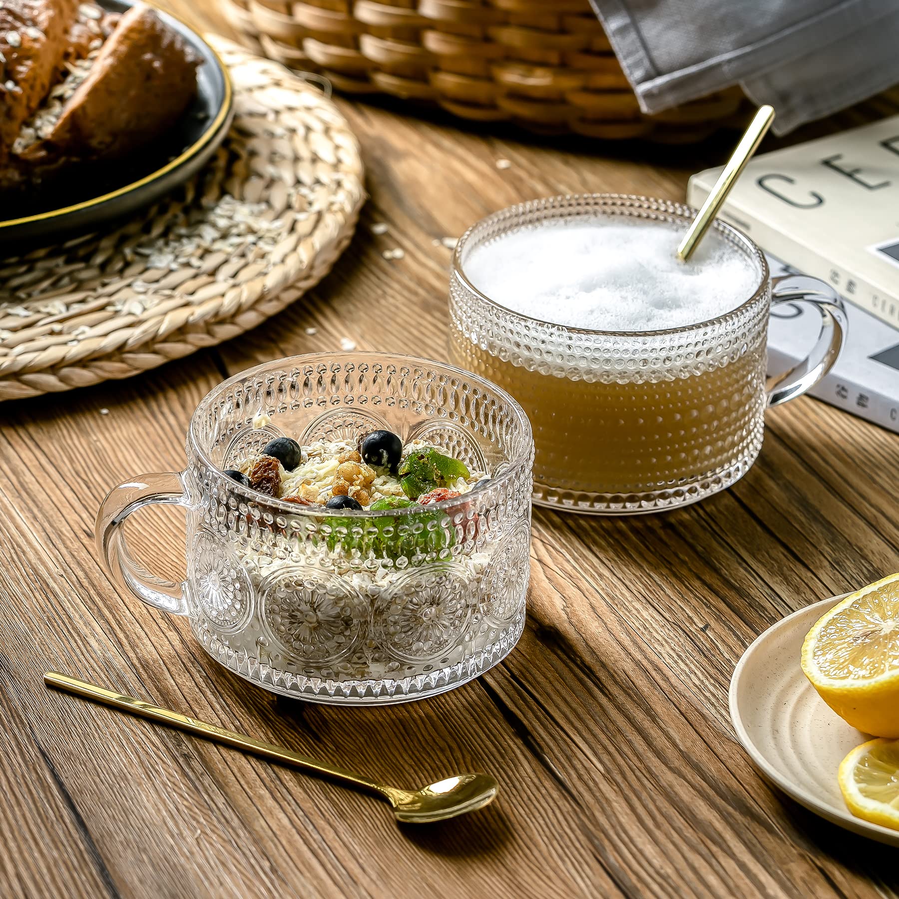 Gezzeny vintage glass mug with raindrops pattern for versatile drinks