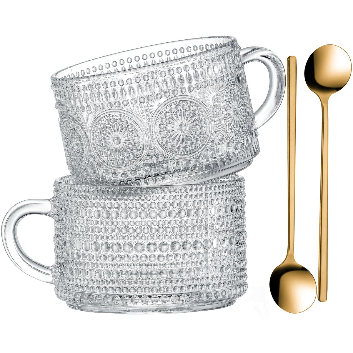 Gezzeny vintage glass mug with sunflower pattern for elegant daily coffee