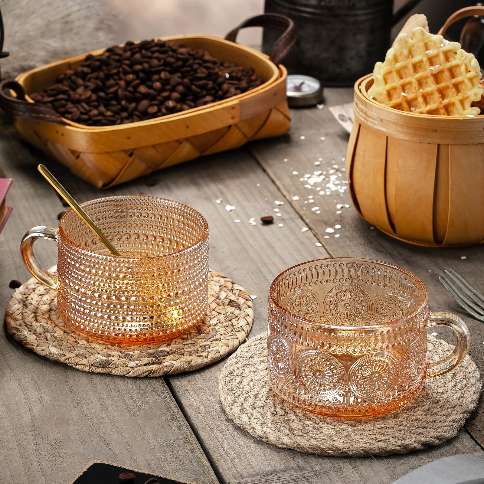 Gezzeny amber glass mug highlighting clear glass and durability