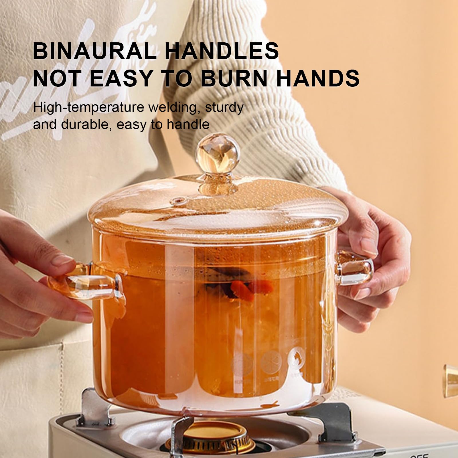 GFZYHEBEI amber simmer pot supports soups and stews with even heating.