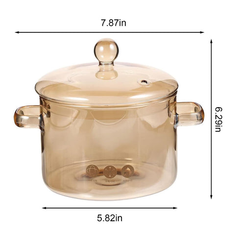 GFZYHEBEI glass simmer pot double-handle for safe, easy transport on the stovetop.