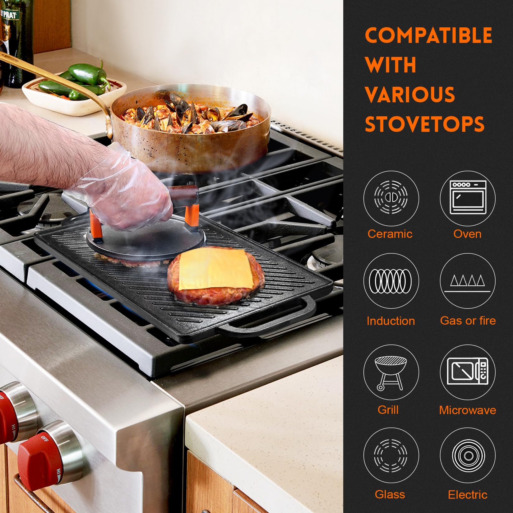GGC reversible grill griddle suits both gas grills and stove tops.