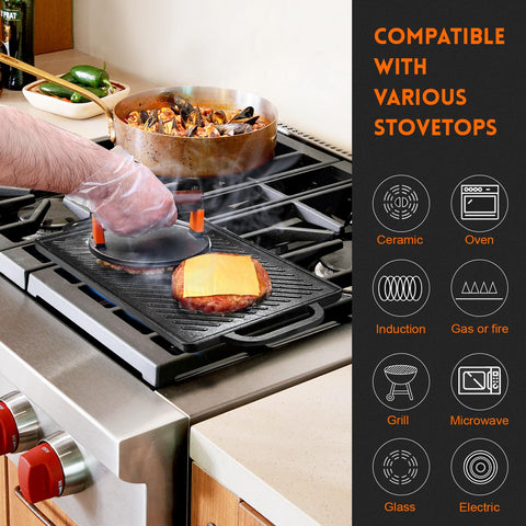 GGC reversible grill griddle suits both gas grills and stove tops.