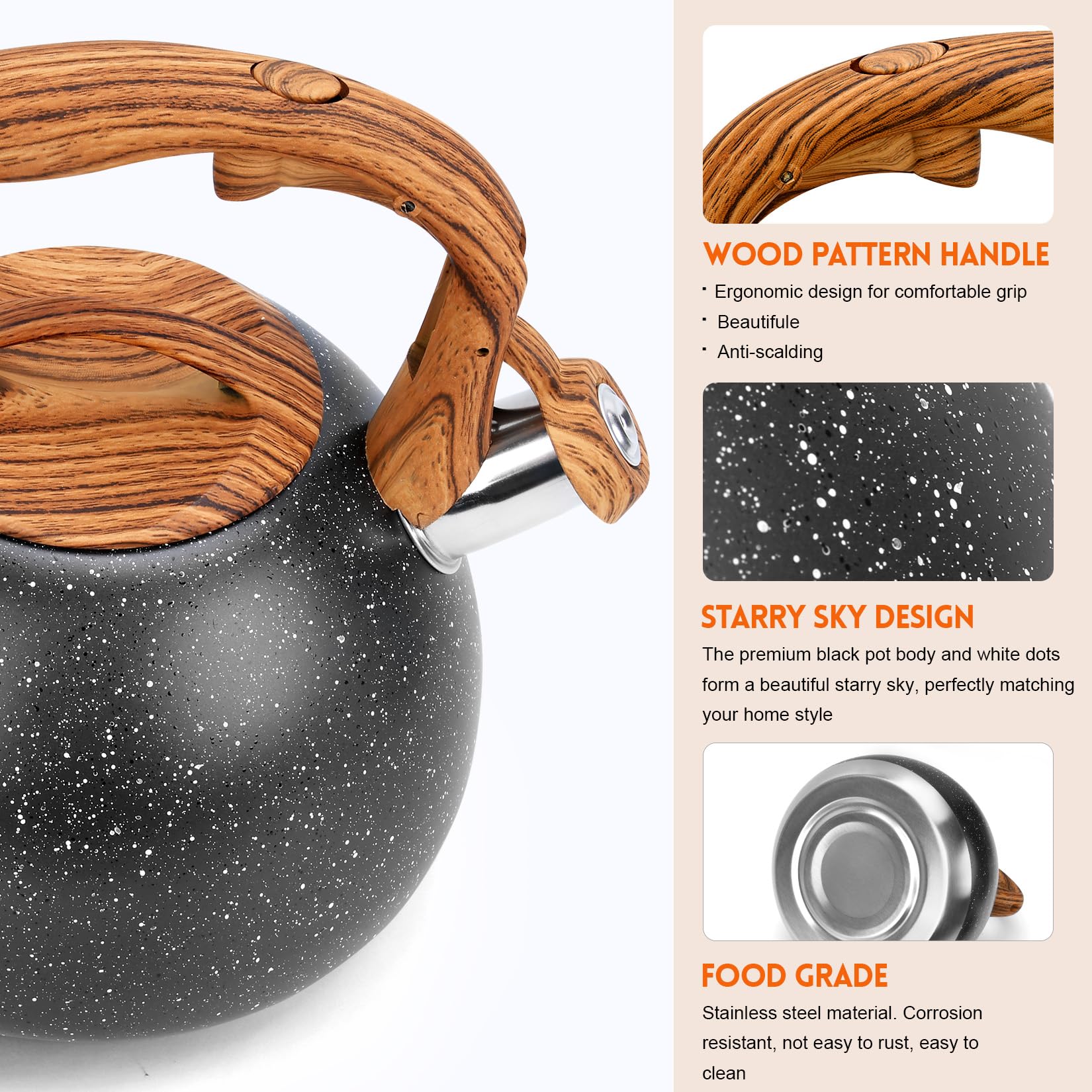 GGC wood-pattern handle keeps your grip cool and comfortable during pouring.