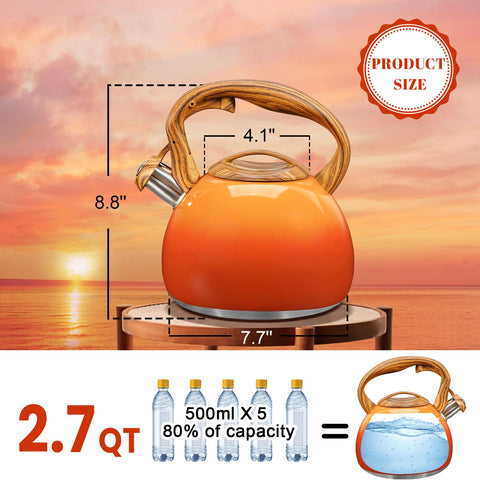 GGC tea kettle wood-pattern handle offers a comfortable, safe grip