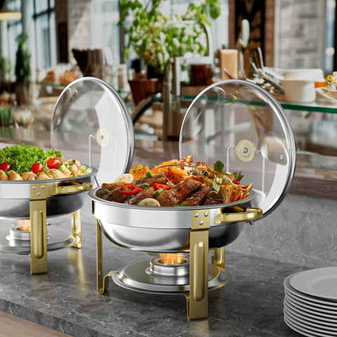 GGIU 5-quart capacity chafers keep ample portions warm or fresh for guests.