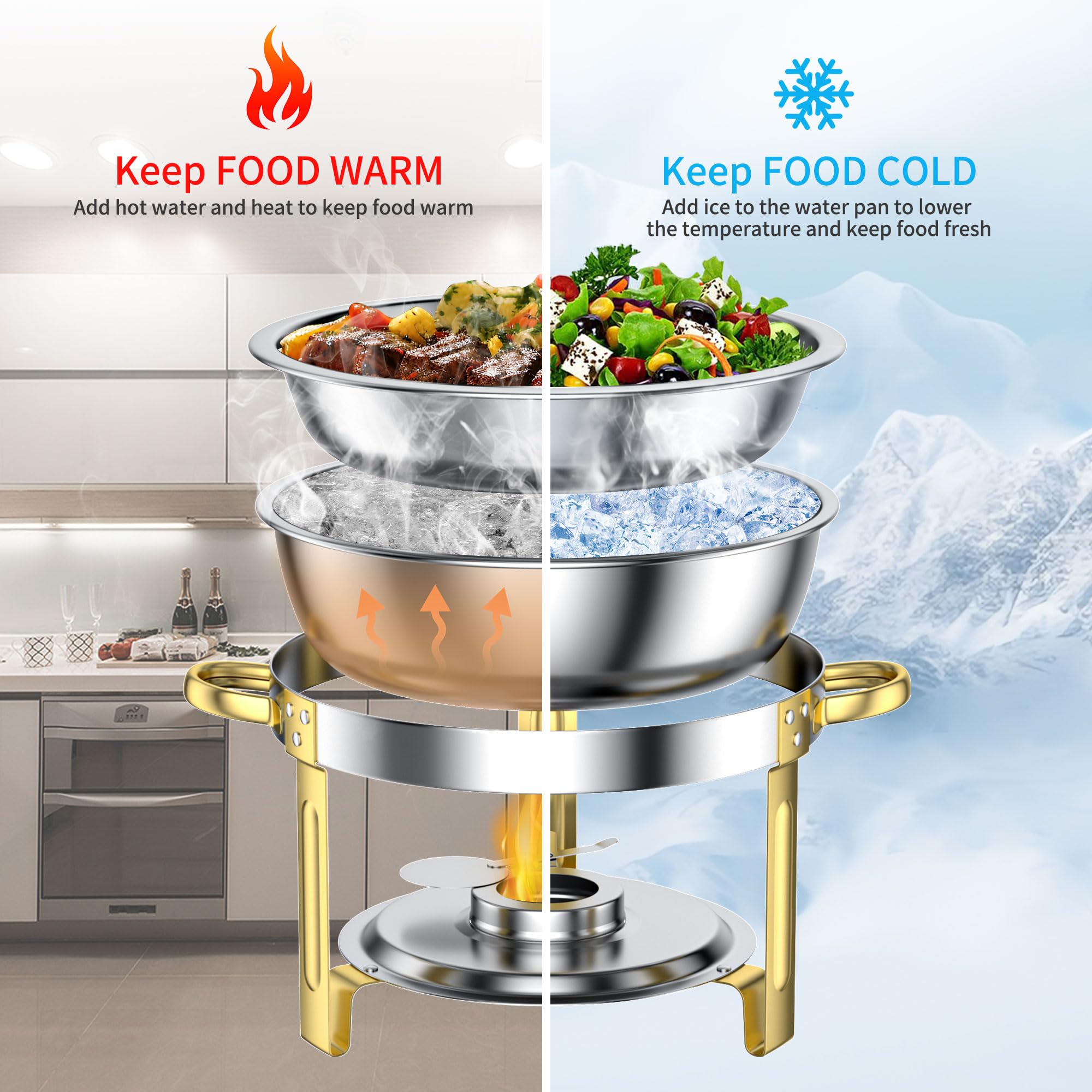 GGIU durable stainless steel chafer set withstands busy events while preserving food quality.