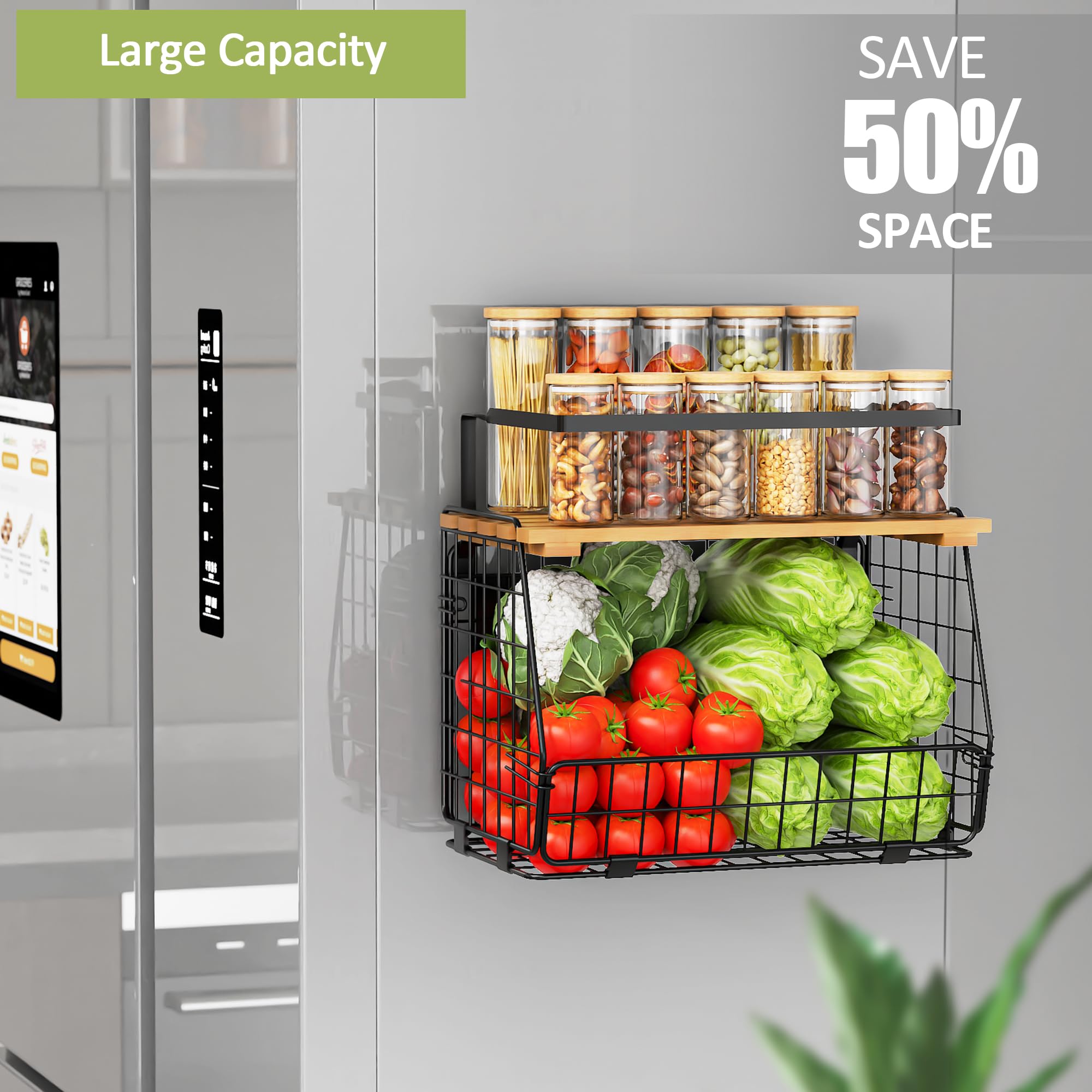 GGIU fridge organizer magnetic basket—keeps produce neatly organized and within reach.