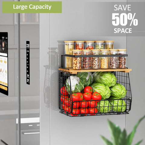 GGIU fridge organizer magnetic basket—keeps produce neatly organized and within reach.