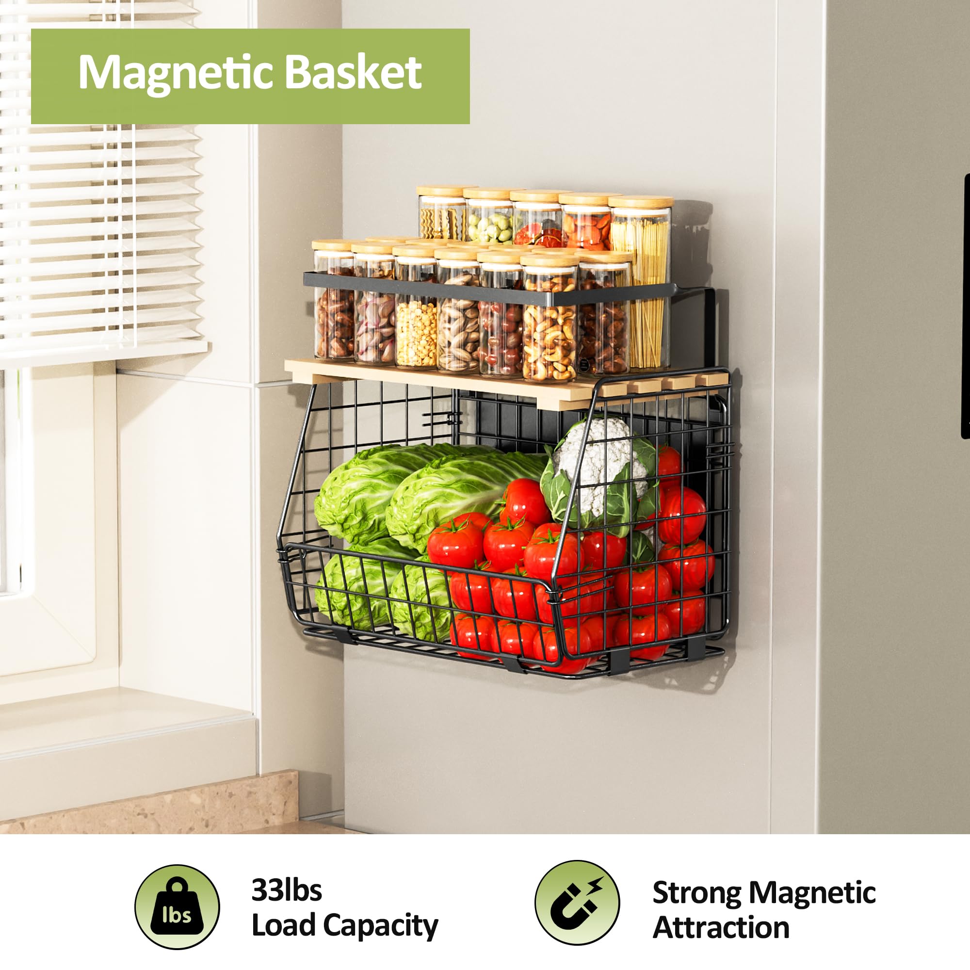 GGIU magnetic shelf with large capacity for produce and snacks