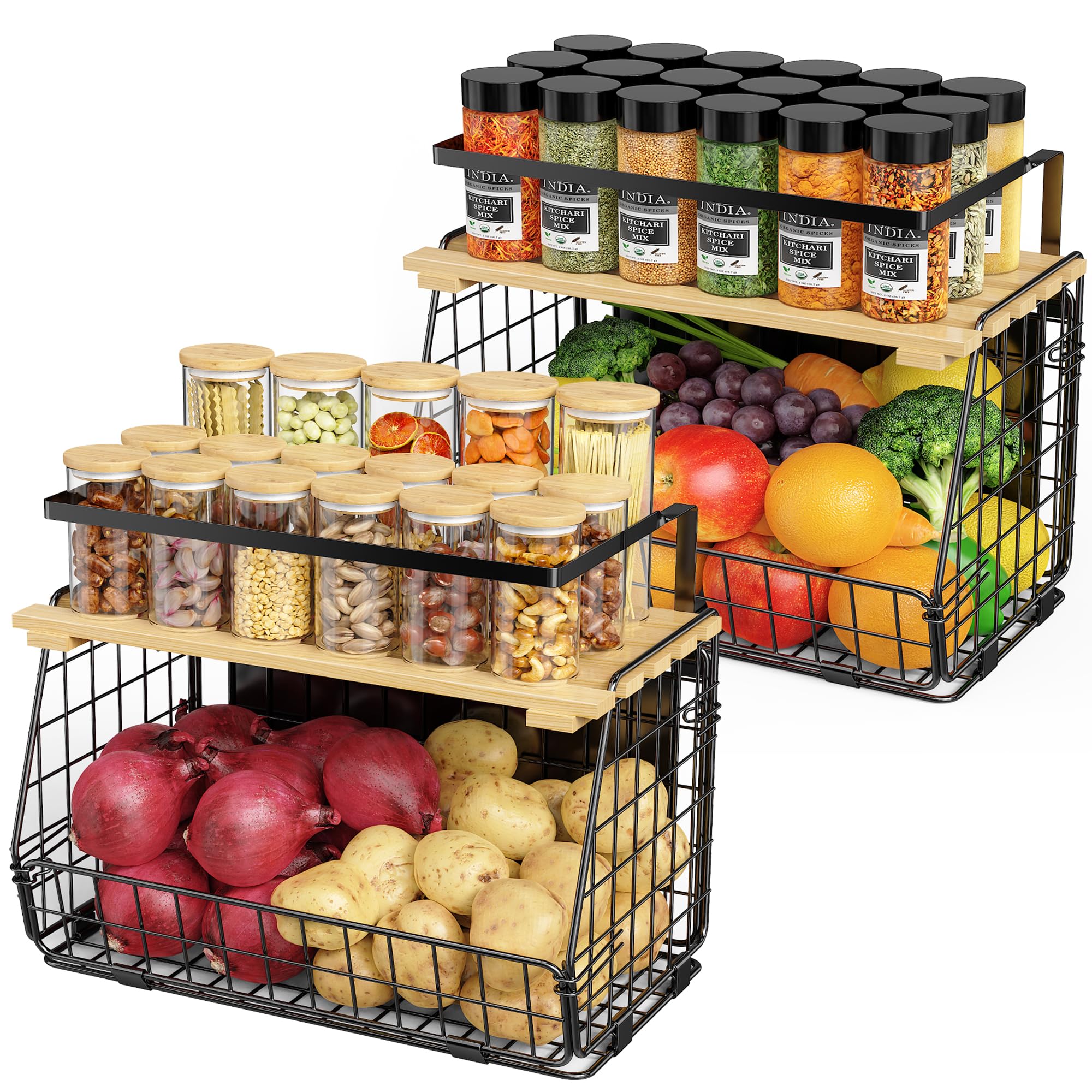 GGIU magnetic shelf for fridge with wood lid—sturdy, tool-free mounting for clutter-free storage.