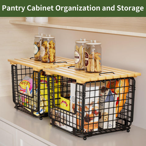 GGIU stackable wire basket ideal for potatoes, onions, fruits, and vegetables.